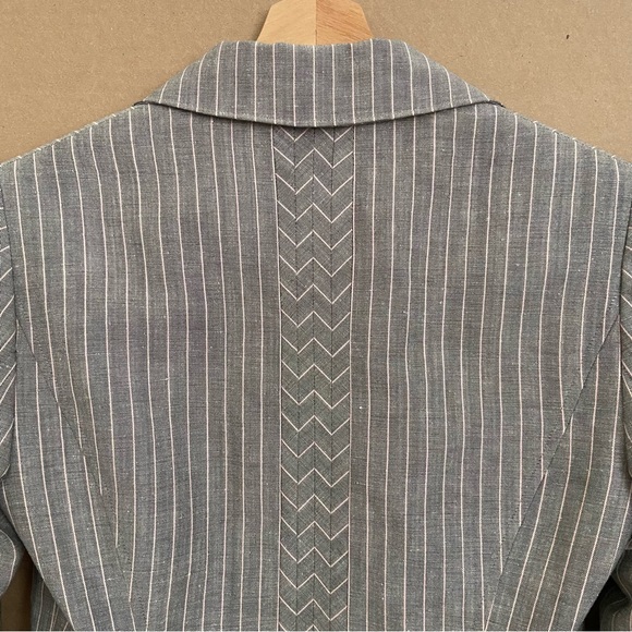 ETCETERA Linen Gray + Pale Pink Pinstriped Blazer 🌸ABSOLUTELY GORGEOUS - Picture 12 of 15